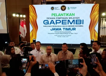 Pengukuhan pengurus DPW Gapembi Jatim di Kota Malang. (Foto/M Sholeh)