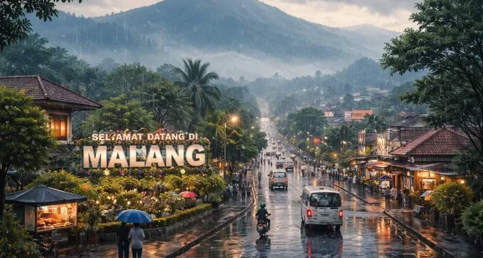 Prakiraan cuaca Malang, khususnya di Kota Malang pada Jumat 10 April 2026 dalam kondisi berawan dan berpotensi hujan ringan. /Foto: Ilustrasi dibuat dengan AI.
