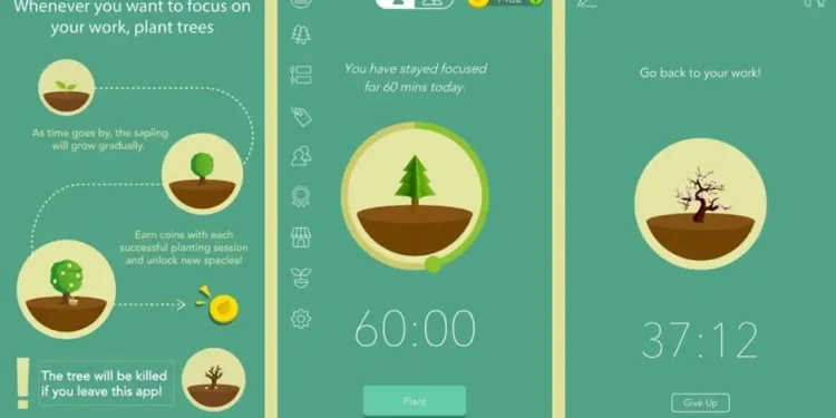 Salah satu aplikasi untuk meningkatkan fokus belajar yang bernama Forest. (Foto: Pinterest)