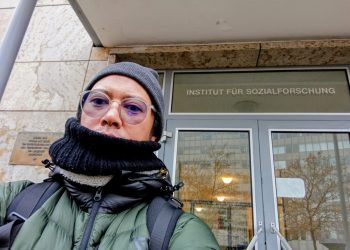 Didit Saleh saat berada di gedung Institut für Sozialforschung di Frankfurt. Foto/dok. Didit Saleh