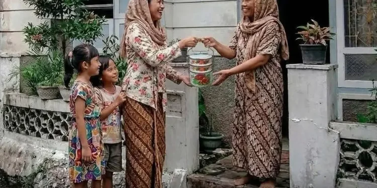 Ilustrasi tradisi ater-ater di Jawa. (Foto: Instagram/ @perpusipkabtegal)