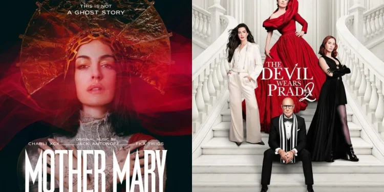 Poster film Mother Mary dan The Devil Wears Prada 2. Foto: Instagram Anne Hathaway dan Stanley Tucci