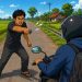 Ilustrasi seorang pria ancam pengguna jalan menggunakan senjata tajam. Foto: AI