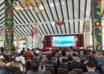 Sekda Kabupaten Malang, Budiar Anwar memberikan sambutan dalam pembukaan kompetisi Domino Demokrasi 2026 (M Sholeh)