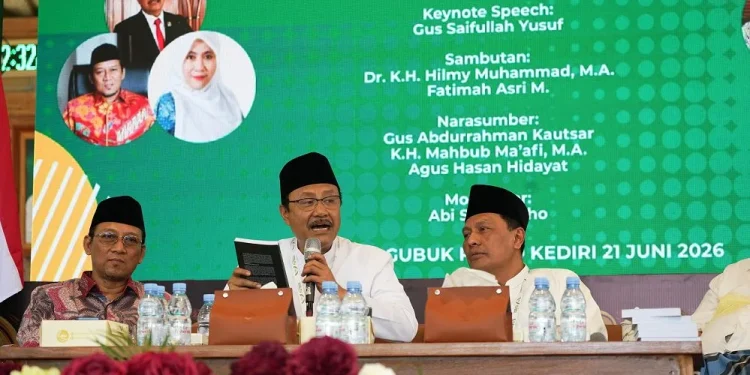 Peluncuran buku Fikih Penguatan Disabilitas Psikososial di Teras Gubuk Pesantren Al-Falah Ploso, Kabupaten Kediri. Foto/dok