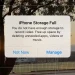 Ilustrasi notifikasi iPhone jika ruang penyimpanannya habis sehingga tidak bisa mengambil gambar memalui kamera. (Foto: Pinterest)
