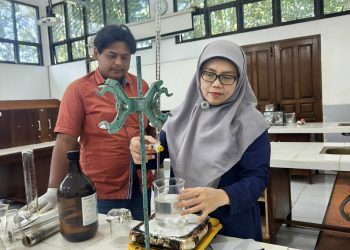 Dosen ITN Malang Dr. Ir. Nanik Astuti Rahman, ST. MT. IPM saat melakukan uji laboratorium. Foto/dok