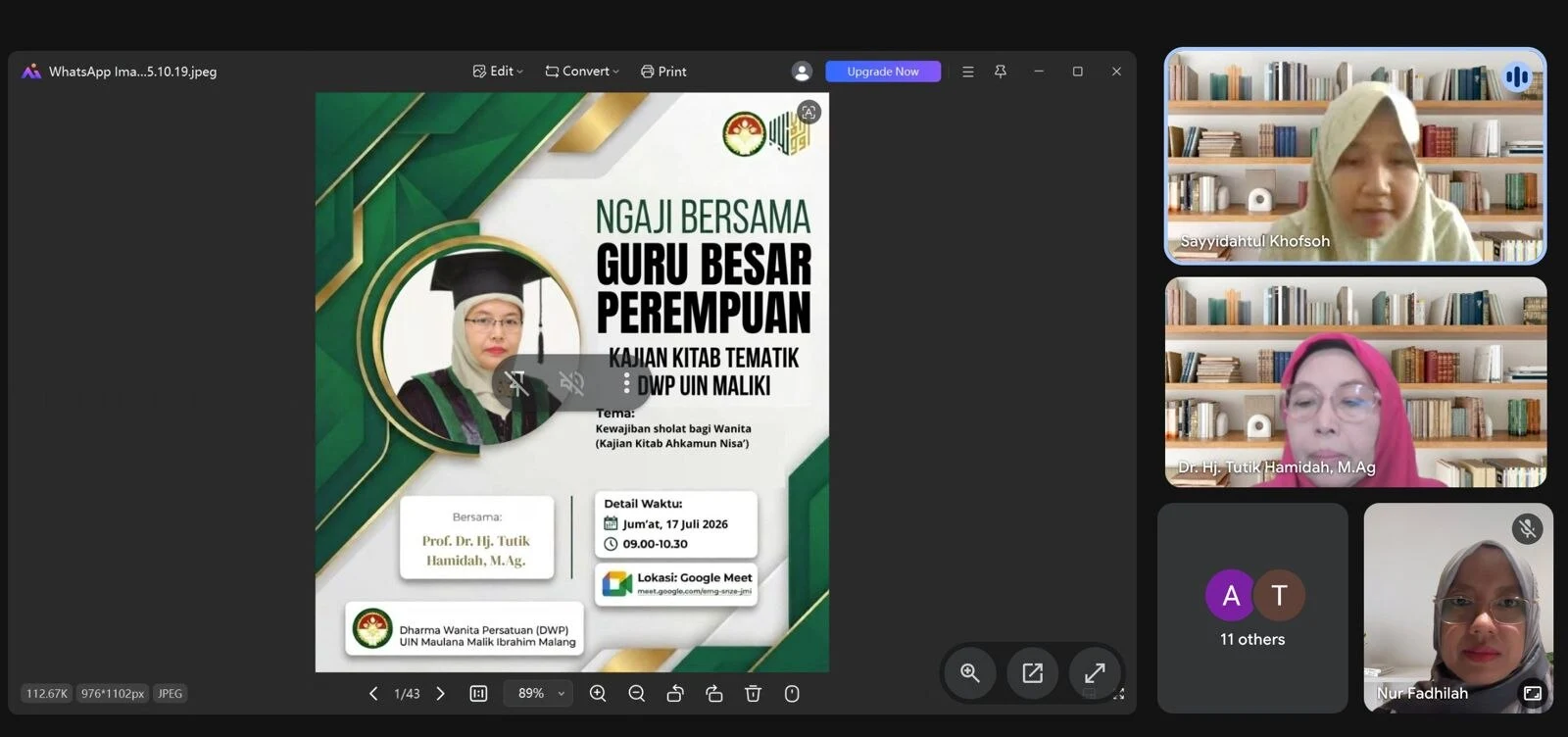 Kajian Kitab DEP UIN Malang, Prof Tutik Hamidah: Salat Tempat Mengisi Ulang Energi Ruhani