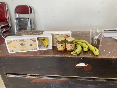 Hasil Produk Bakpia Selai Pisang Kopi & Selai Pisang Kopi (Foto: dok tim pengabdian UM)