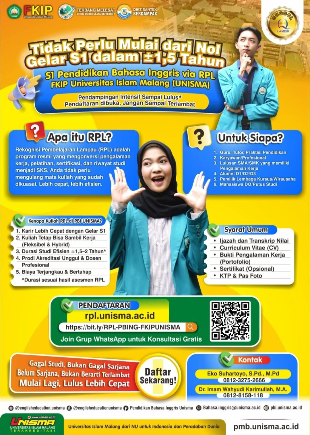 Jadi Sarjana Lebih Cepat, Ini Keunggulan Program RPL S1 Pendidikan Bahasa Inggris Unisma