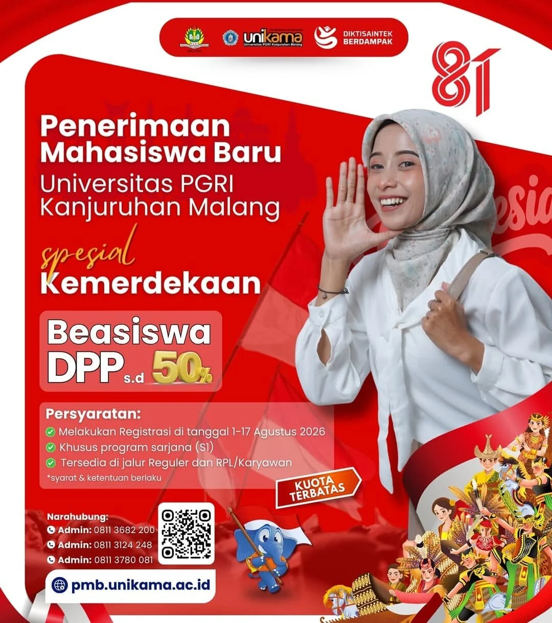 Semarak HUT RI, Unikama Beri Beasiswa Spesial Kemerdekaan Potongan DPP hingga 50 Persen!
