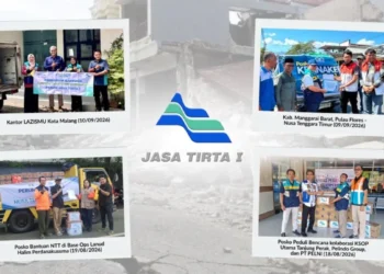 : Kolase empat penyaluran bantuan Perum Jasa Tirta I untuk masyarakat terdampak gempa NTT.