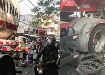 Truk Tangki Pertamina Lindas Motor di Muharto Kota Malang