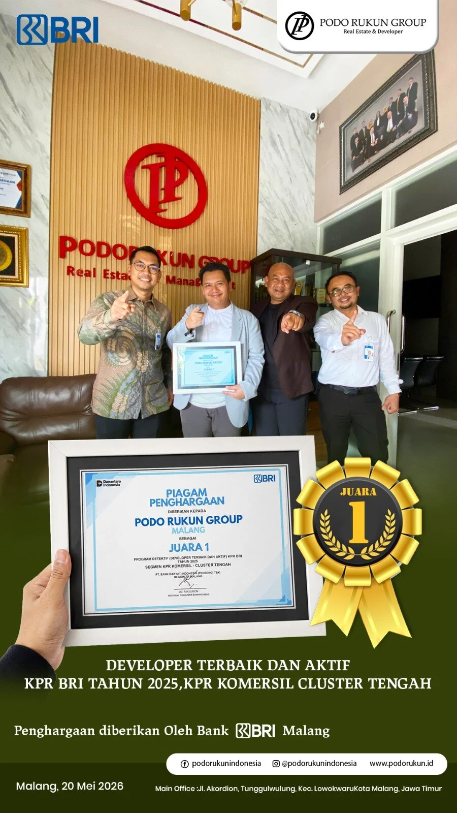 2 Penghargaan Besar yang Diraih PT Podo Rukun Group