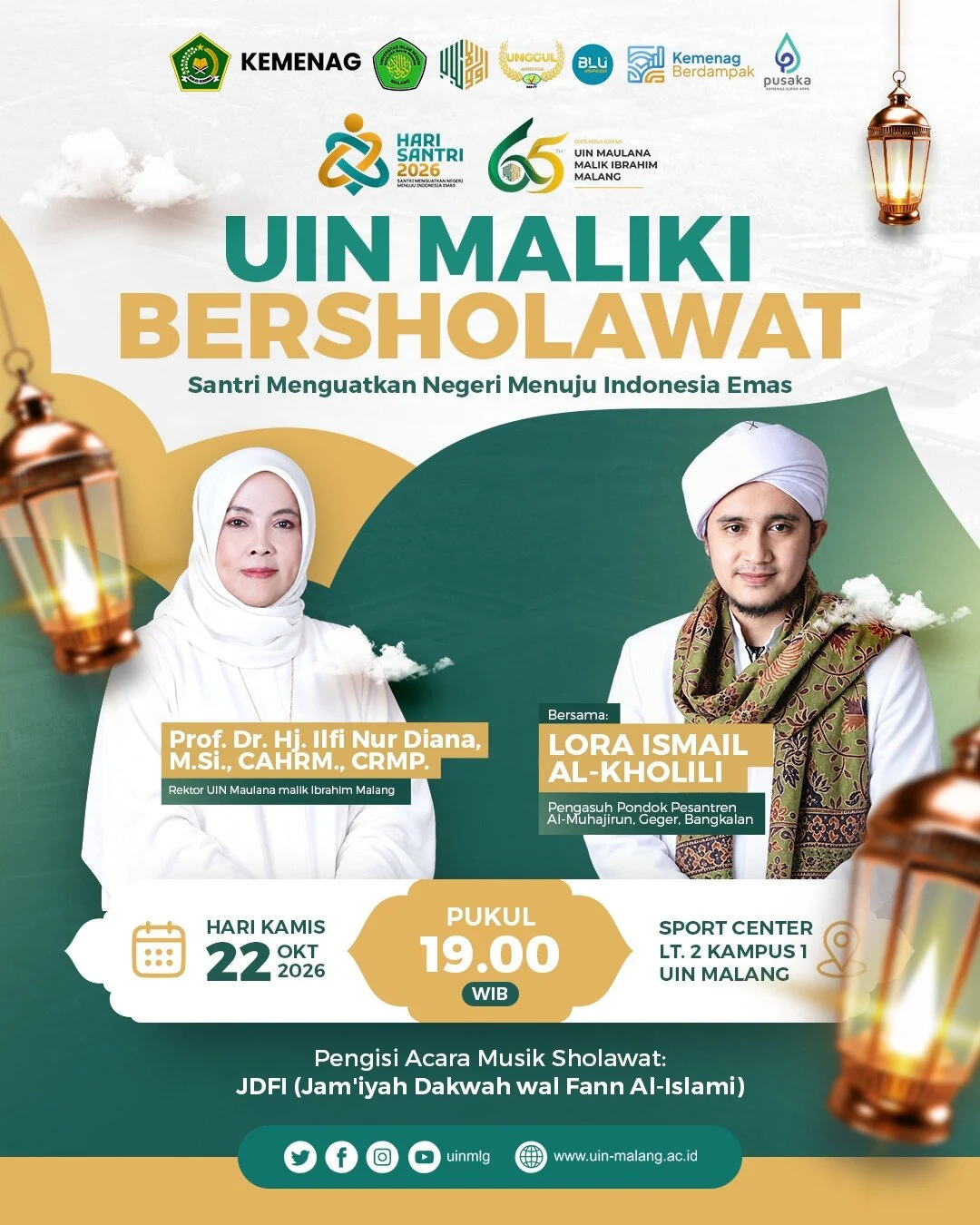 4.000 Mahasantri Bersholawat di UIN Maliki, Lora Ismail: Santri Harus Tangguh, Jangan Mudah Menyerah