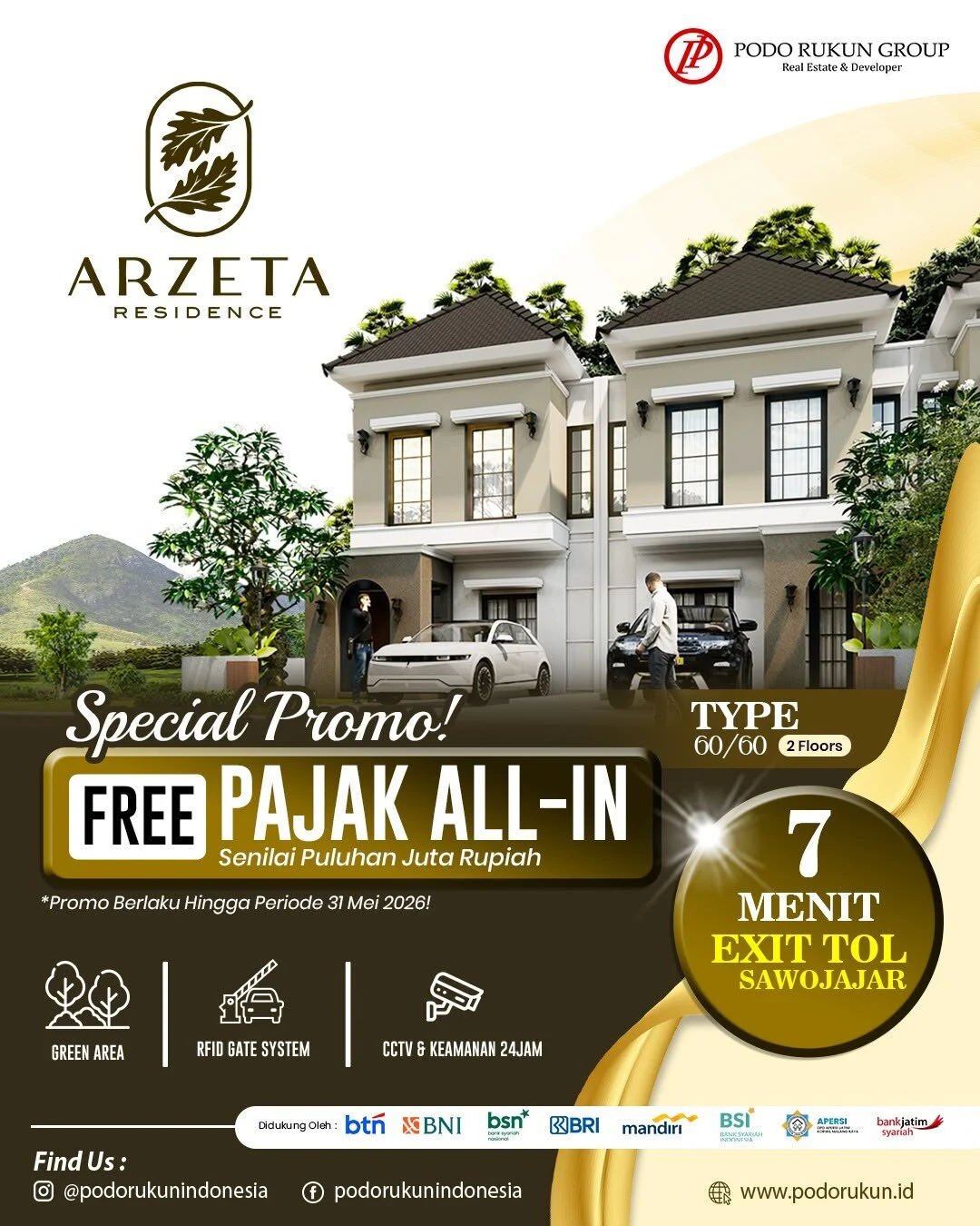 Arzeta Residence Tawarkan Rumah Dua Lantai, Harga Mulai Rp500 Jutaan