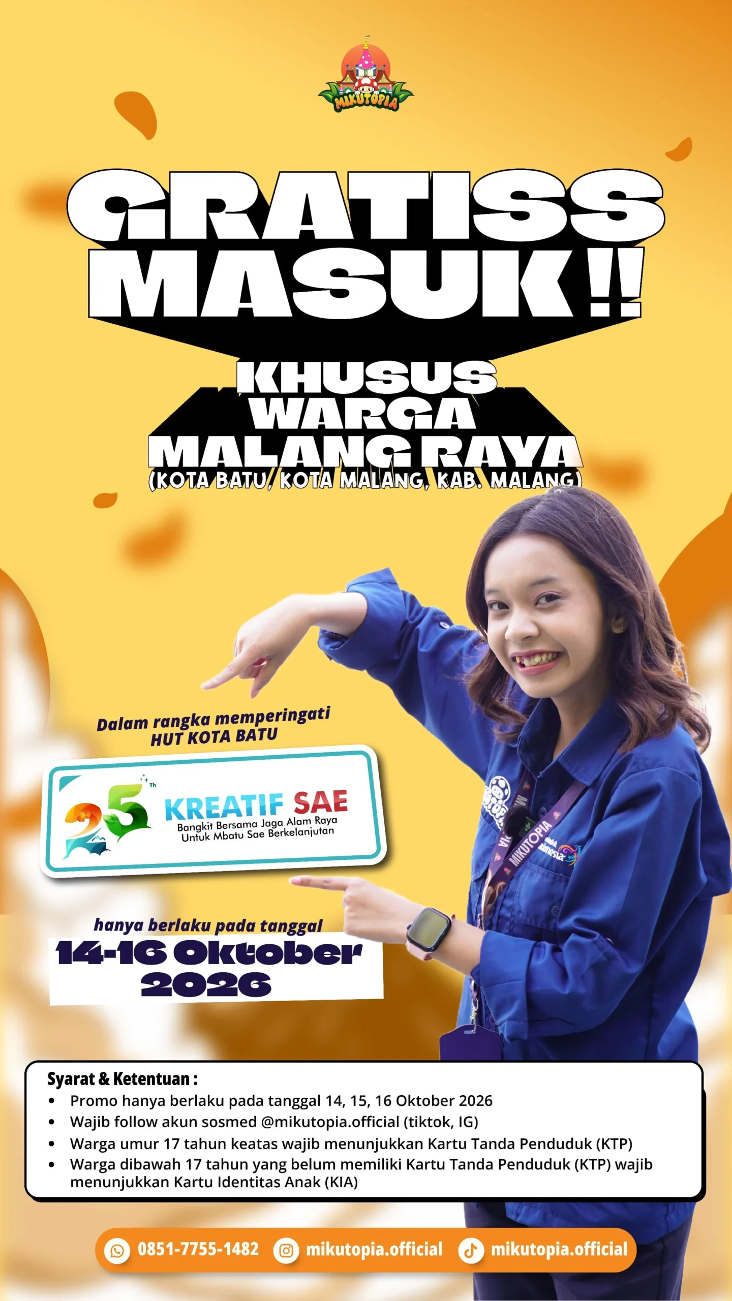 Mikutopia Gratiskan Tiket Masuk Selama 3 Hari Sambut HUT Kota Batu