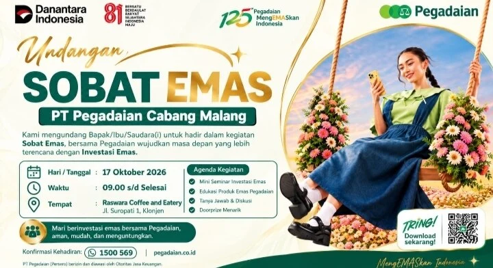 Pamflet literasi emas oleh Pegadaian Malang. Foto/dok