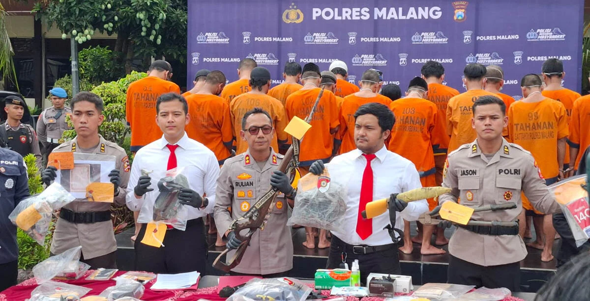 Polres Malang - Polres Malang Ungkap 273 Kasus dalam 12 Hari, Amankan 129 Tersangka