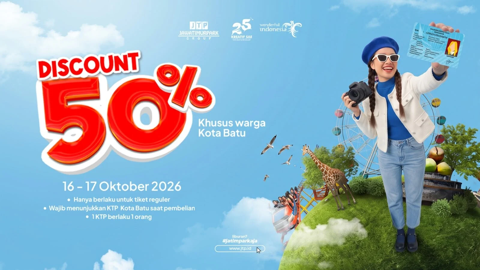 Jatim Park,warga kota batu - Diskon Tiket Jatim Park 50 Persen untuk Warga Kota Batu saat HUT ke-25